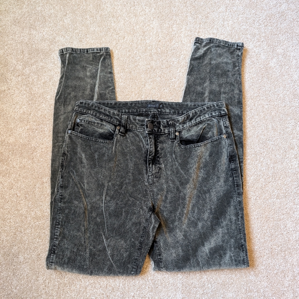 Eileen Fisher Cut Velvet Distressed Graphite Gray Jeans Pants